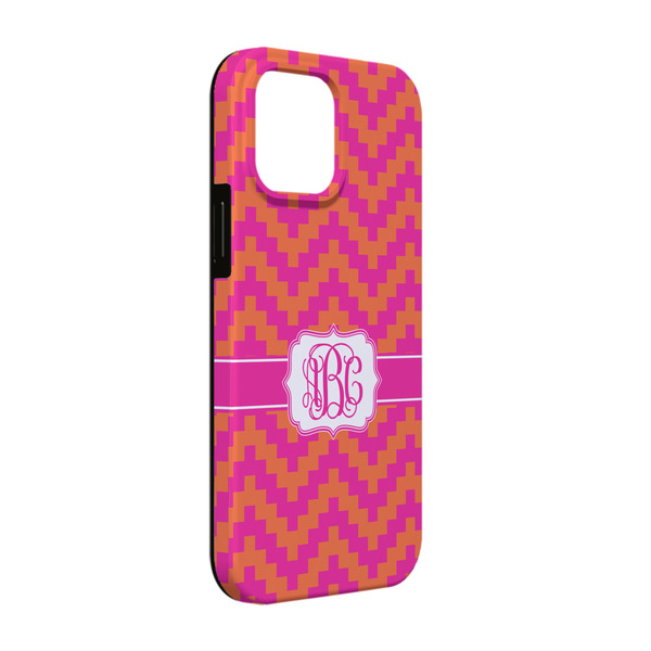 Custom Pink & Orange Chevron iPhone Case - Rubber Lined - iPhone 13 (Personalized)