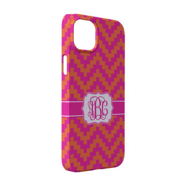 Custom Pink & Orange Chevron iPhone Case - Plastic - iPhone 14 (Personalized)