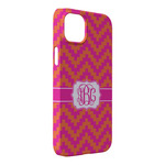 Pink & Orange Chevron iPhone Case - Plastic - iPhone 14 Plus (Personalized)