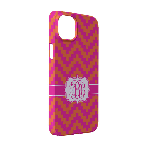 Custom Pink & Orange Chevron iPhone Case - Plastic - iPhone 14 Pro (Personalized)