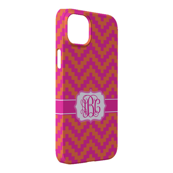 Custom Pink & Orange Chevron iPhone Case - Plastic - iPhone 14 Pro Max (Personalized)