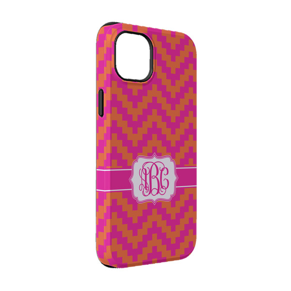 Custom Pink & Orange Chevron iPhone Case - Rubber Lined - iPhone 14 Pro (Personalized)