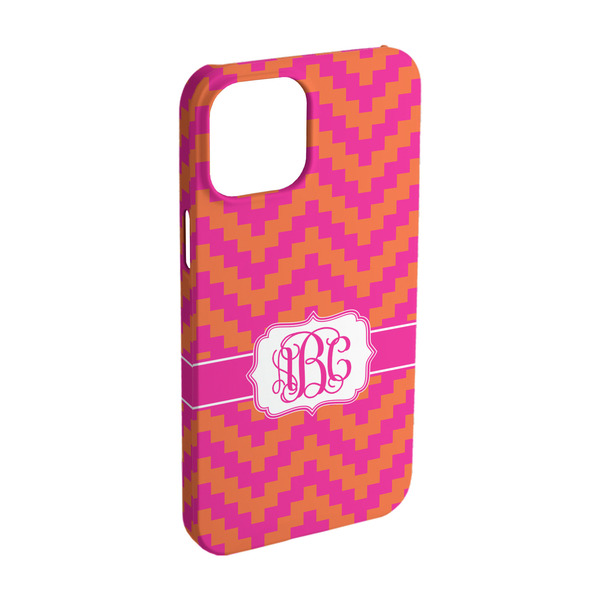 Custom Pink & Orange Chevron iPhone Case - Plastic - iPhone 15 (Personalized)