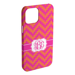 Pink & Orange Chevron iPhone Case - Plastic - iPhone 15 Plus (Personalized)