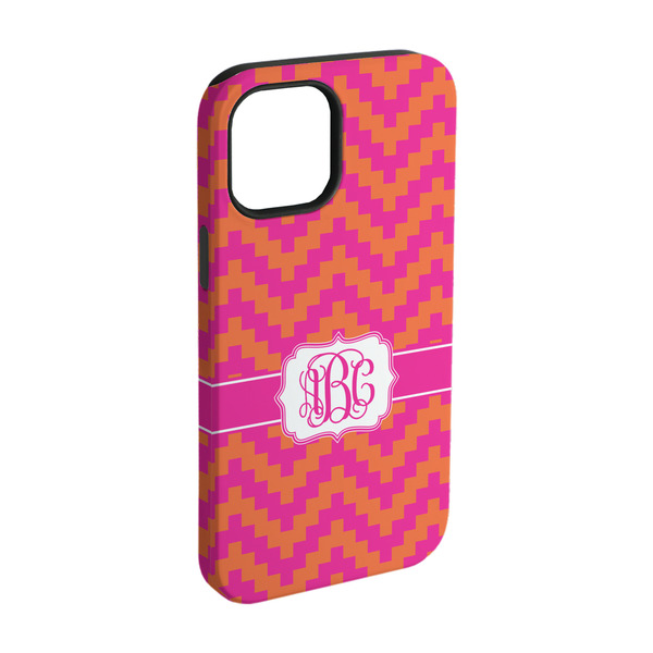 Custom Pink & Orange Chevron iPhone Case - Rubber Lined - iPhone 15 (Personalized)