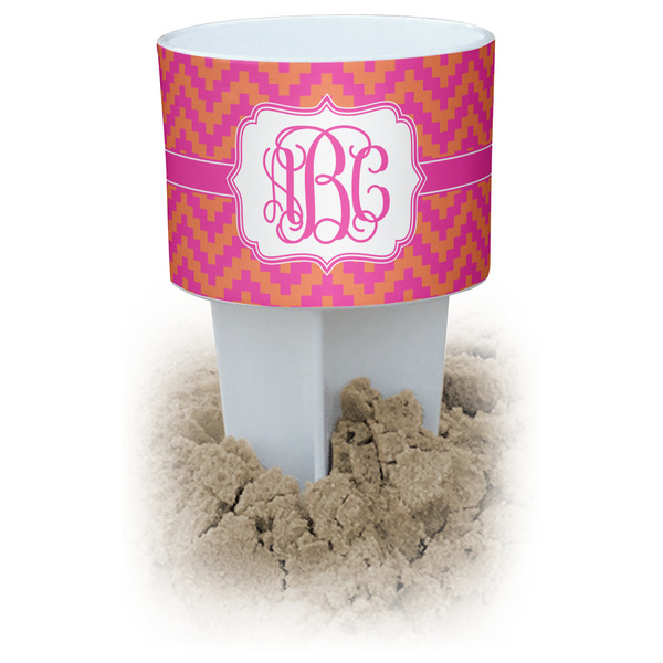 Custom Pink & Orange Chevron Beach Spiker Drink Holder (Personalized)