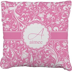 Floral Vine Faux-Linen Throw Pillow 18" (Personalized)
