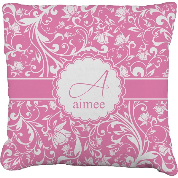 Custom Floral Vine Faux-Linen Throw Pillow 18" (Personalized)