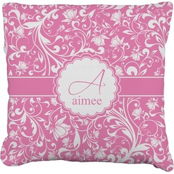 Floral Vine Faux-Linen Throw Pillow 26" (Personalized)