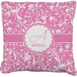 Floral Vine Faux-Linen Throw Pillow (Personalized)