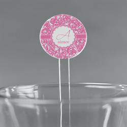 Floral Vine 7" Round Plastic Stir Sticks - Clear (Personalized)