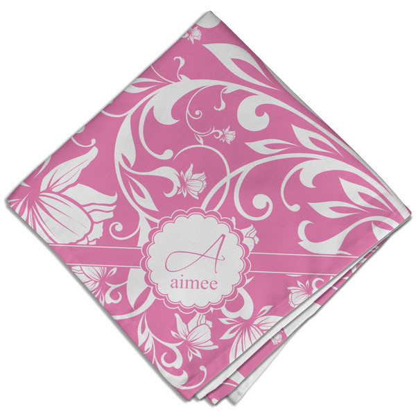 Custom Floral Vine Cloth Dinner Napkin - Single w/ Name and Initial