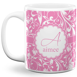 Floral Vine 11 Oz Coffee Mug - White (Personalized)