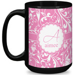 Floral Vine 15 Oz Coffee Mug - Black (Personalized)