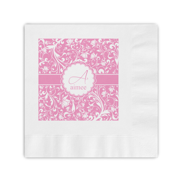 Custom Floral Vine Coined Cocktail Napkins (Personalized)