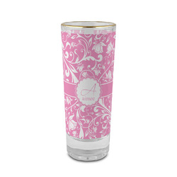 Floral Vine 2 oz Shot Glass -  Glass with Gold Rim - Set of 4 (Personalized)
