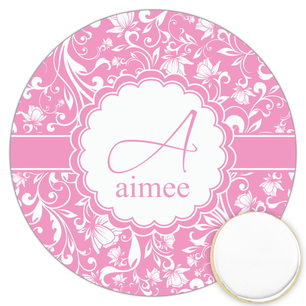 Custom Floral Vine Printed Cookie Topper - 3.25" (Personalized)