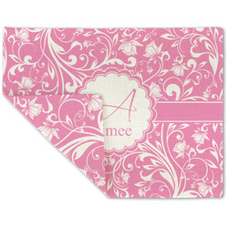 Floral Vine Double-Sided Linen Placemat - Single w/ Name and Initial