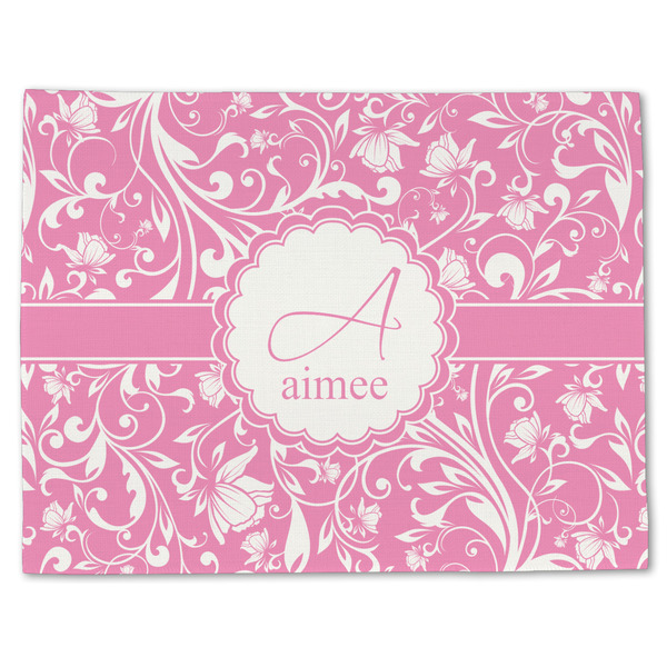 Custom Floral Vine Single-Sided Linen Placemat - Single w/ Name and Initial