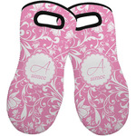 Floral Vine Neoprene Oven Mitts - Set of 2 w/ Name and Initial