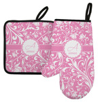 Floral Vine Left Oven Mitt & Pot Holder Set w/ Name and Initial