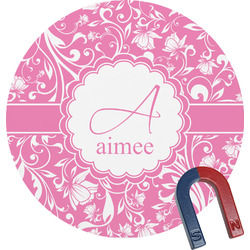 Floral Vine Round Fridge Magnet (Personalized)