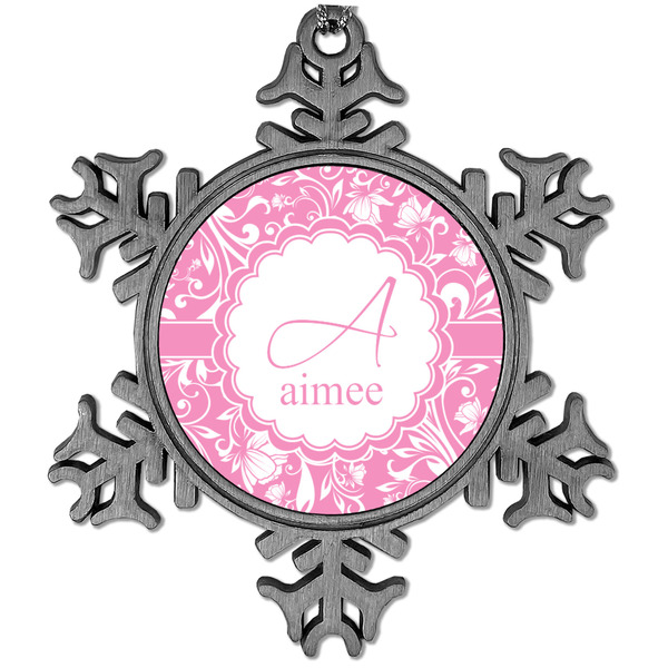 Custom Floral Vine Vintage Snowflake Ornament (Personalized)