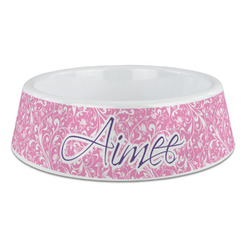 Floral Vine Plastic Dog Bowl - Large (Personalized)