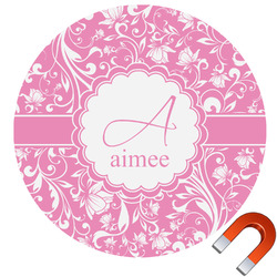 Floral Vine Round Car Magnet - 6" (Personalized)