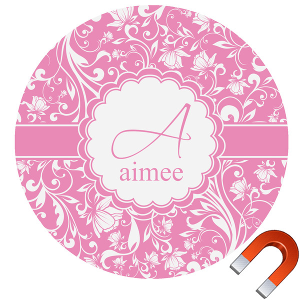 Custom Floral Vine Round Car Magnet - 6" (Personalized)