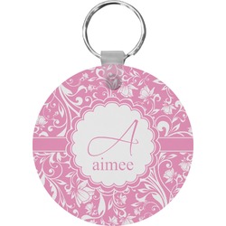 Floral Vine Round Plastic Keychain (Personalized)