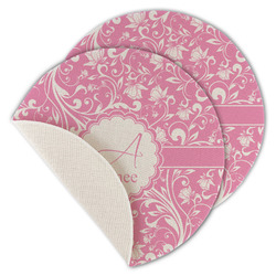 Floral Vine Round Linen Placemat - Single Sided - Set of 4 (Personalized)