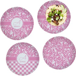 Floral Vine Set of 4 Glass Lunch / Dinner Plate 10" (Personalized)