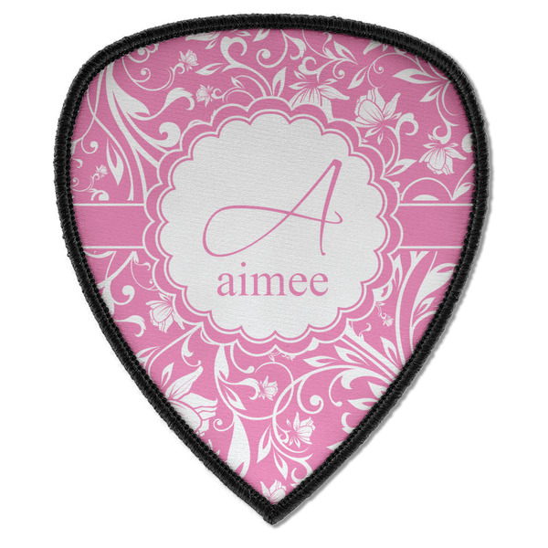 Custom Floral Vine Iron on Shield Patch A w/ Name and Initial