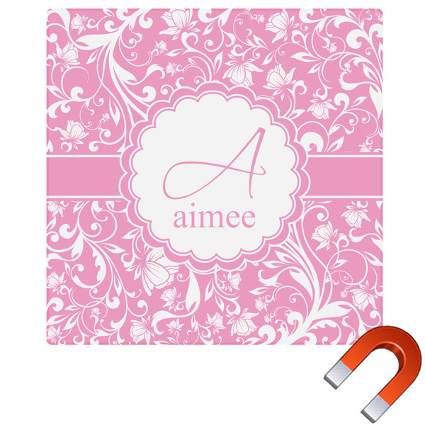 Custom Floral Vine Square Car Magnet - 10" (Personalized)