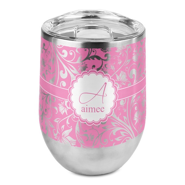 Custom Floral Vine Stemless Wine Tumbler - Full Print (Personalized)