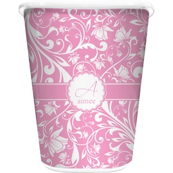 Floral Vine Waste Basket - Double Sided (White) (Personalized)