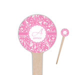 Floral Vine 4" Round Wooden Food Picks - Single Sided (Personalized)