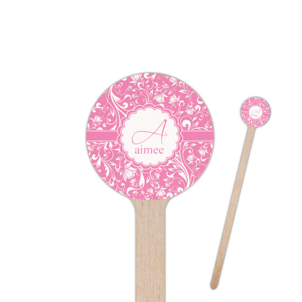 Custom Floral Vine 6" Round Wooden Stir Sticks - Double Sided (Personalized)
