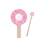 Floral Vine 7.5" Round Wooden Stir Sticks - Single Sided (Personalized)