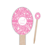 Floral Vine Oval Wooden Food Picks - Double Sided (Personalized)