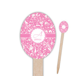 Floral Vine Oval Wooden Food Picks - Single Sided (Personalized)