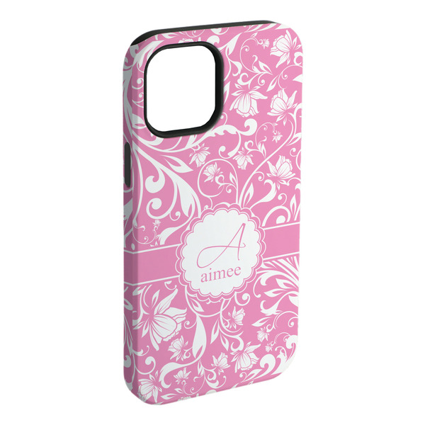 Custom Floral Vine iPhone Case - Rubber Lined - iPhone 15 Plus (Personalized)