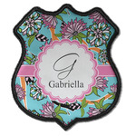 Summer Flowers Iron On Shield Patch C w/ Name and Initial