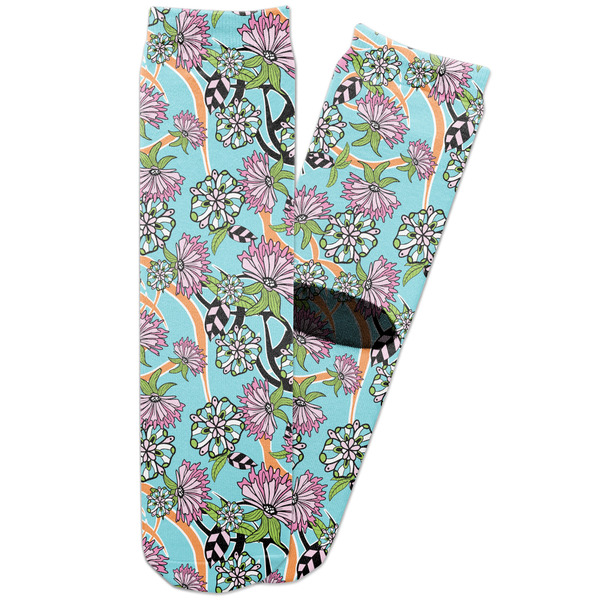 Custom Summer Flowers Adult Crew Socks