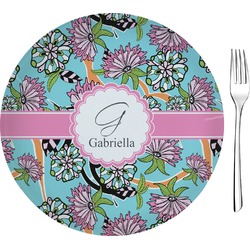 Summer Flowers Glass Appetizer / Dessert Plate 8" (Personalized)
