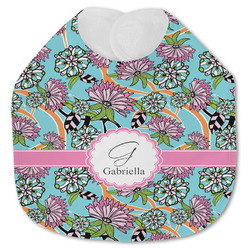 Summer Flowers Jersey Knit Baby Bib w/ Name and Initial