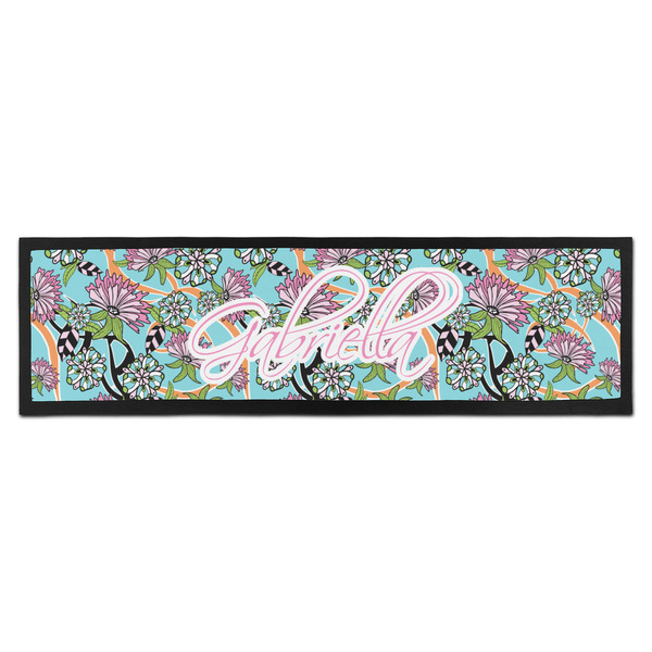 Custom Summer Flowers Bar Mat - Large (Personalized)