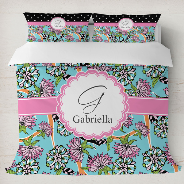 Custom Summer Flowers Duvet Cover Set - King (Personalized)