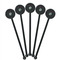 Summer Flowers Black Plastic 5.5" Stir Stick - Round - Fan View